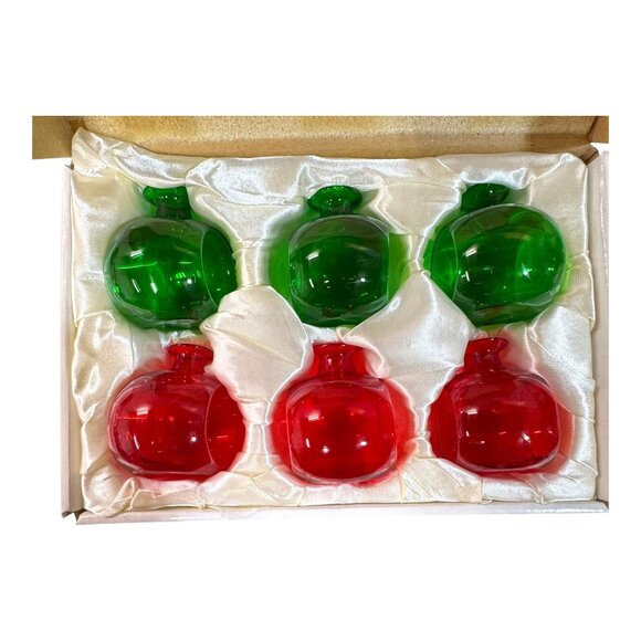 Holiday Red & Green Napkin Ring Bud Vases Set Of 6 Christmas MCM Table Accents - Picture 8 of 10